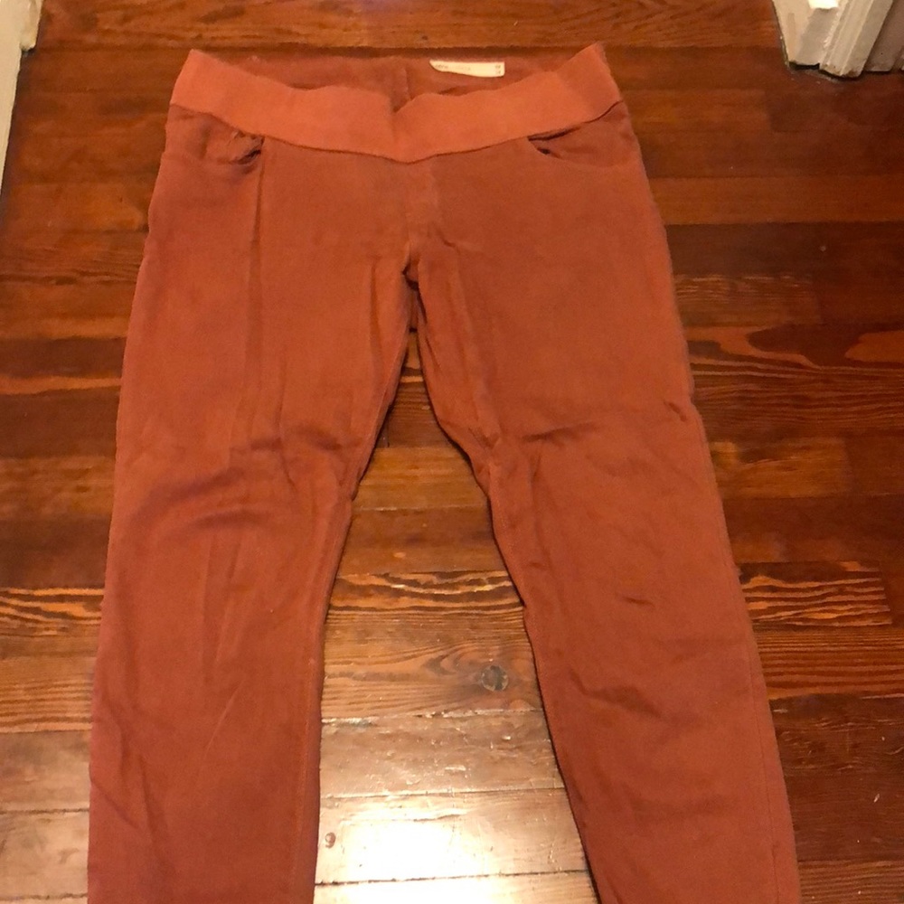 Maternity stretch jeans - burnt orange/brown coloured